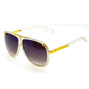 Aviator Sunglasses Gold‎ Frame Clear Accents Fashion Sun Glasses Street Wear New
